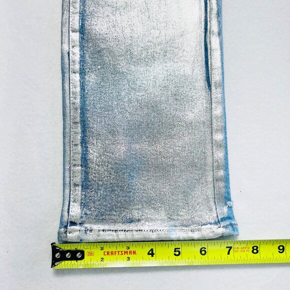 a.n.a. Women's High-Rise Straight Stretch Metallic Effect Silver Jeans Sz 2 NWT - Picture 10 of 15
